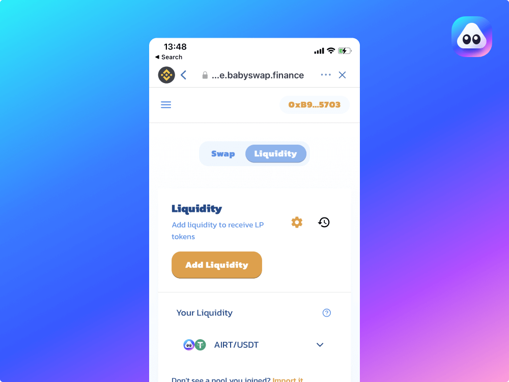 Stake AIRT on BabySwap and Earn Baby : Step 1