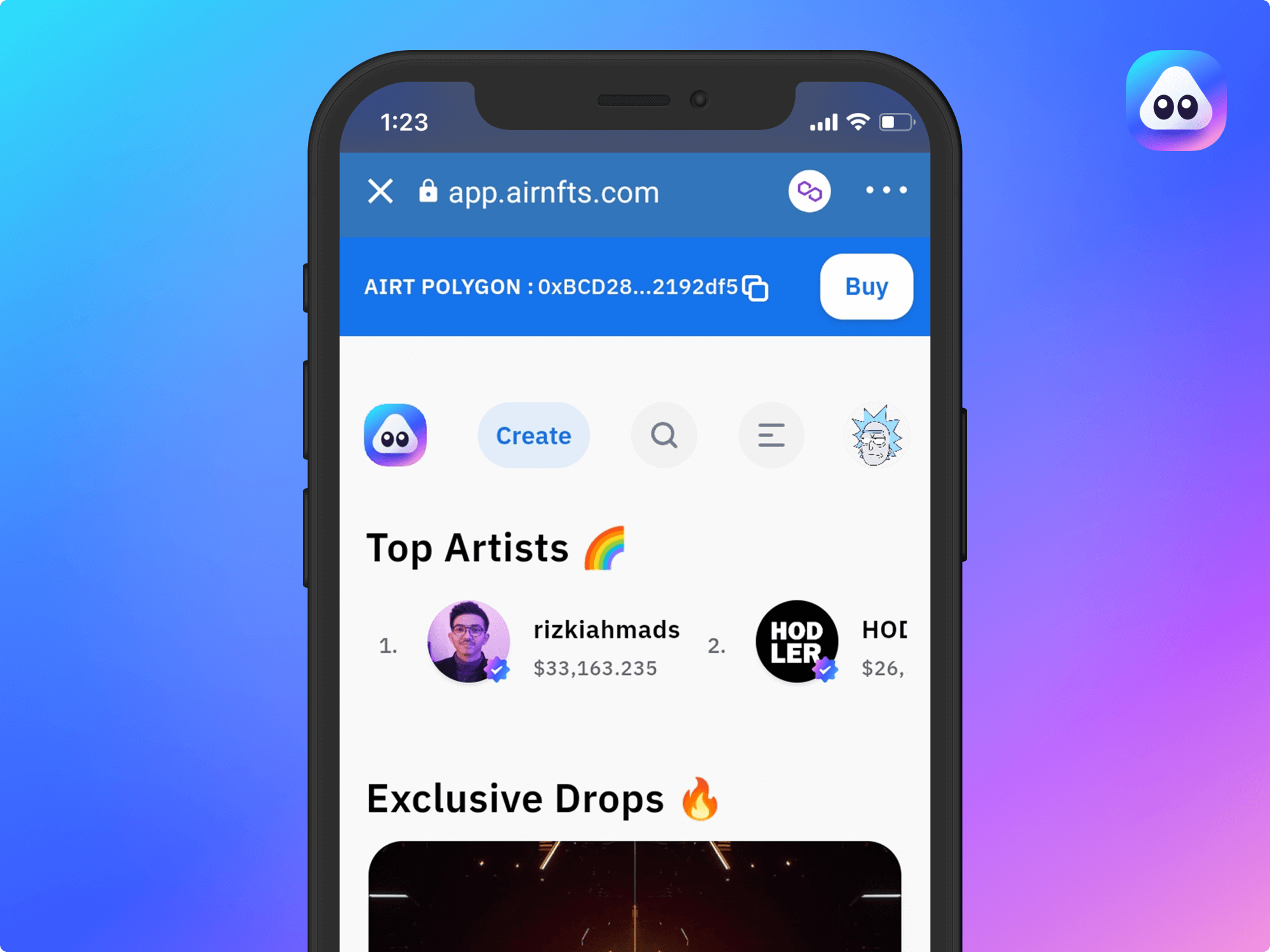 Create NFTs on AirNFTs webApp