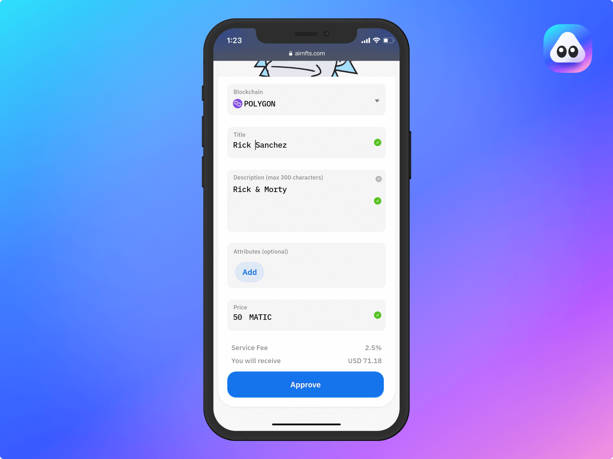 Create NFTs on AirNFTs webApp