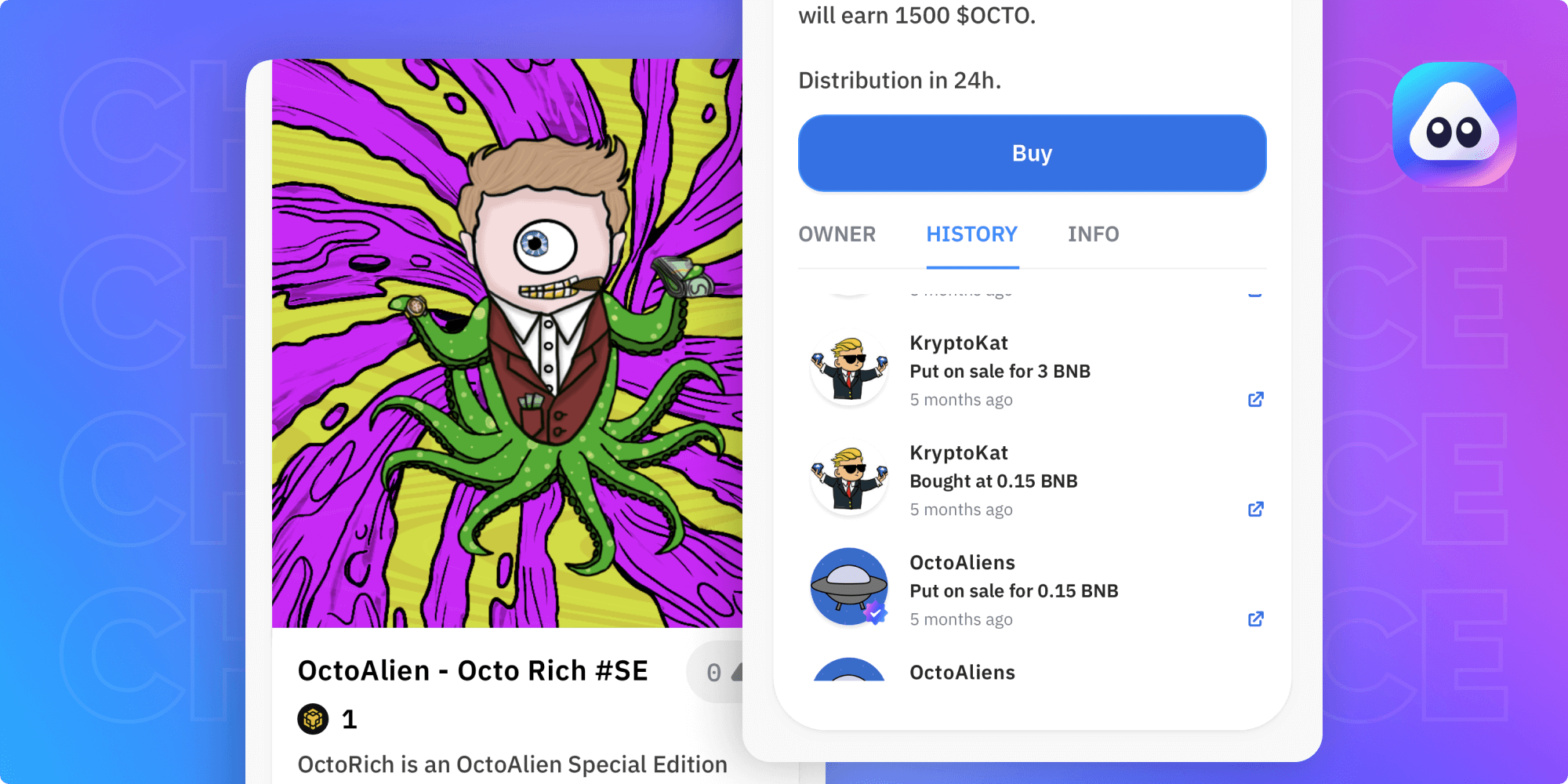 Seller's list of the NFT