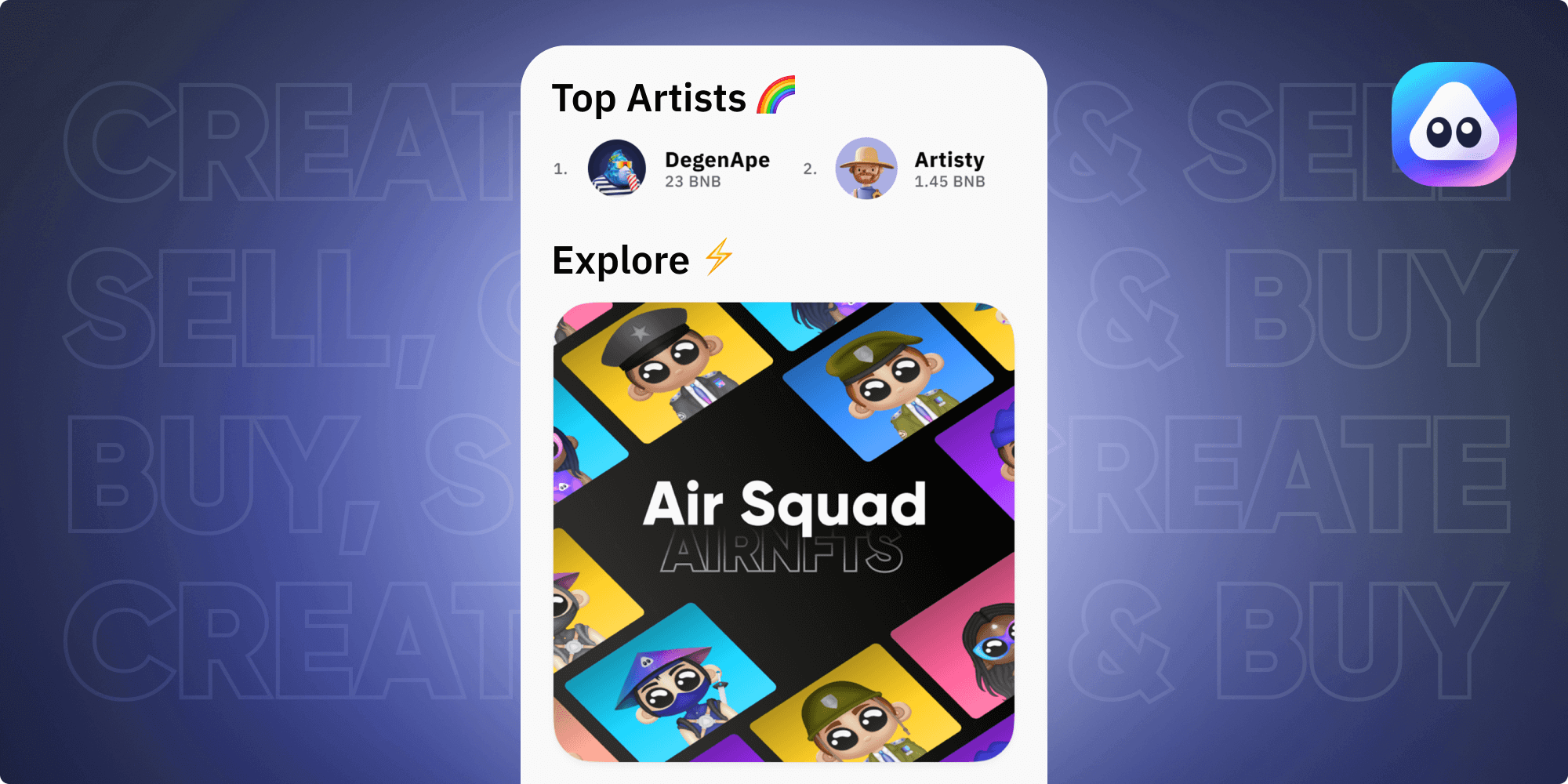 Airnfts Explore page