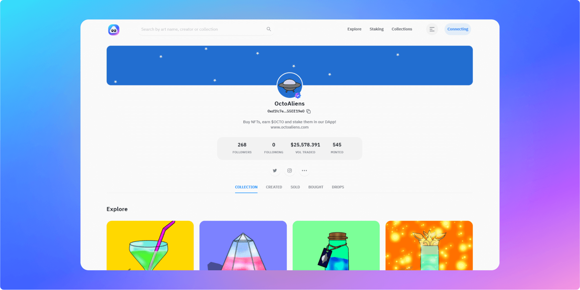 Airnfts User Profile or Wallet page page