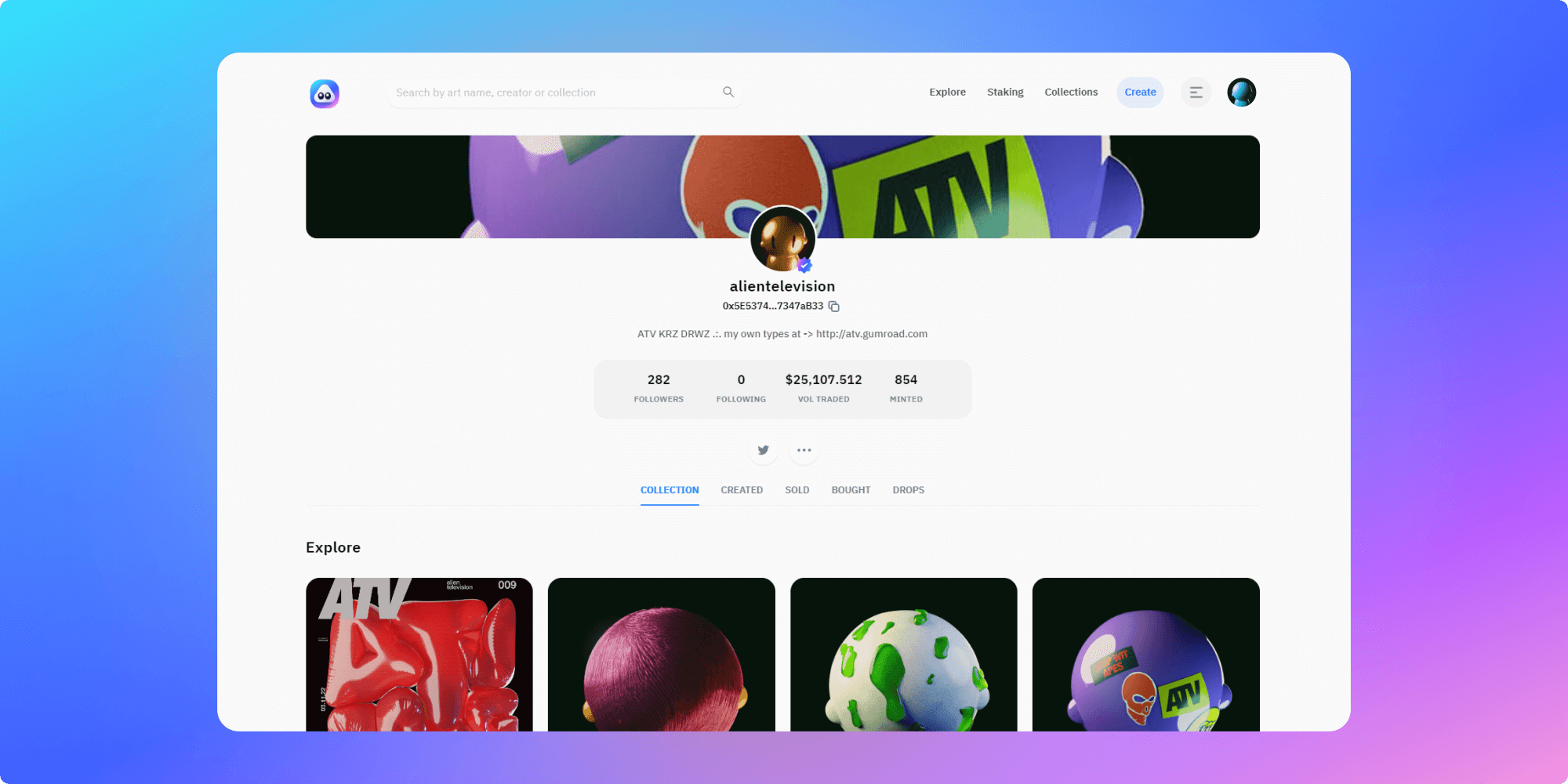 Airnfts Profile page