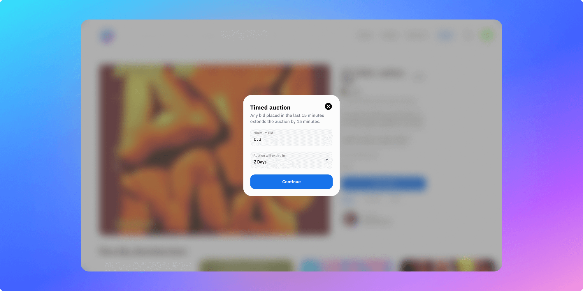 Airnfts Timed auctions modal